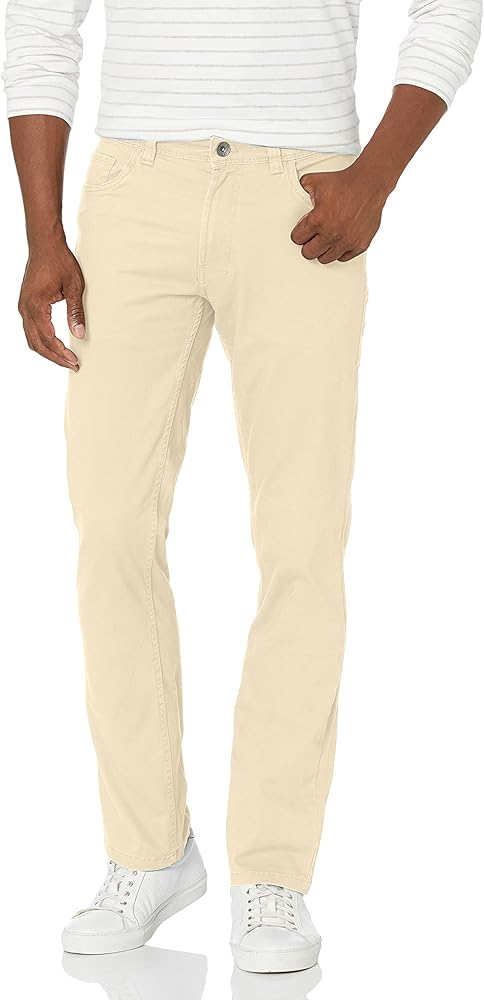 IZOD Men's Saltwater Stretch Flat Front Straight Fit Chino, Pale Khaki, 29W x 32L