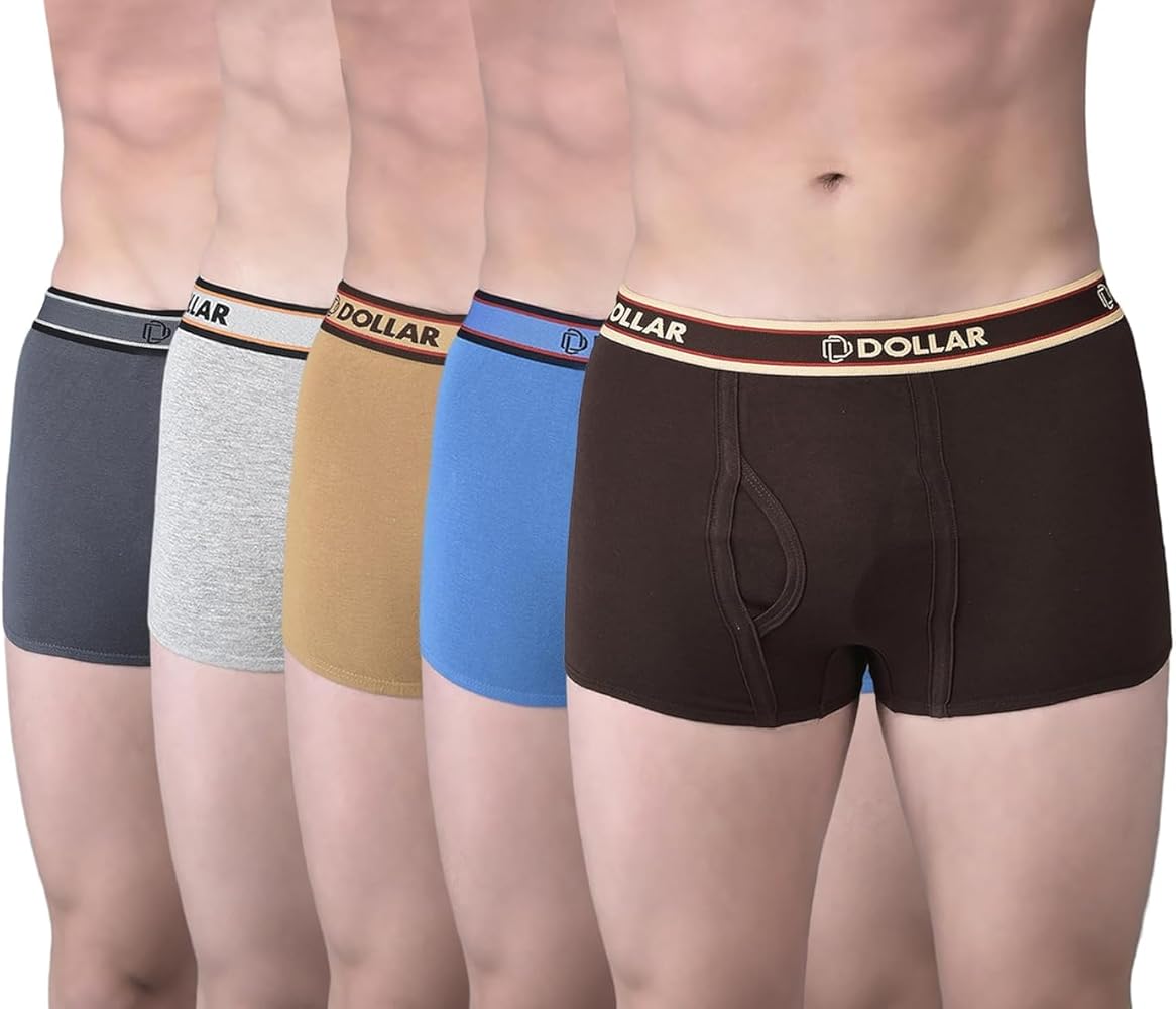 DOLLAR BIGBOSS Men's Cotton Blend Mini T/E Regular Trunks (Color & Print May Vary) (Pack of 5)