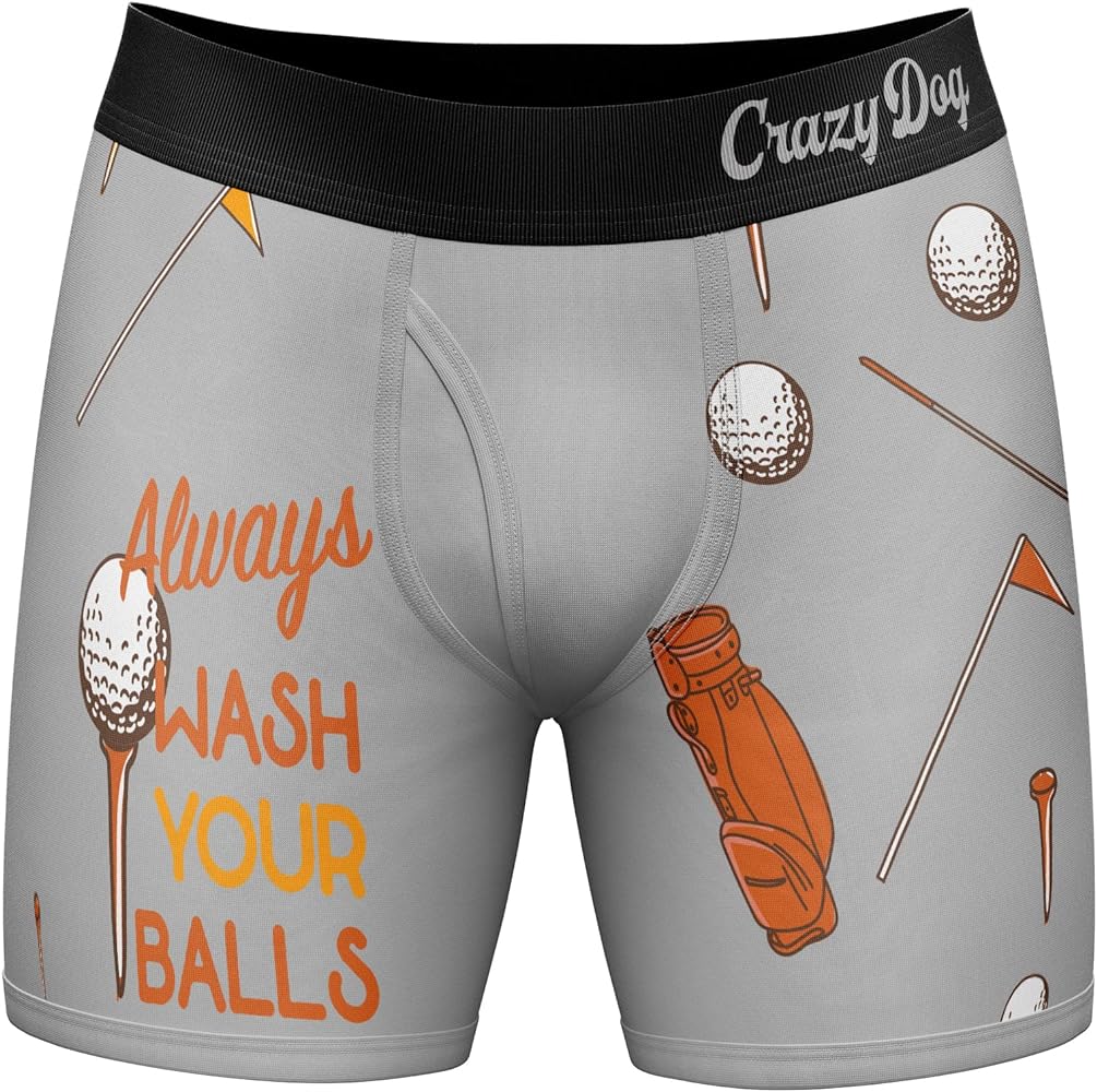 Crazy Dog T-Shirts Always Wash Your Balls Mens Boxers Funny Golf Humor Hilarious Gift For Golfer Underwear