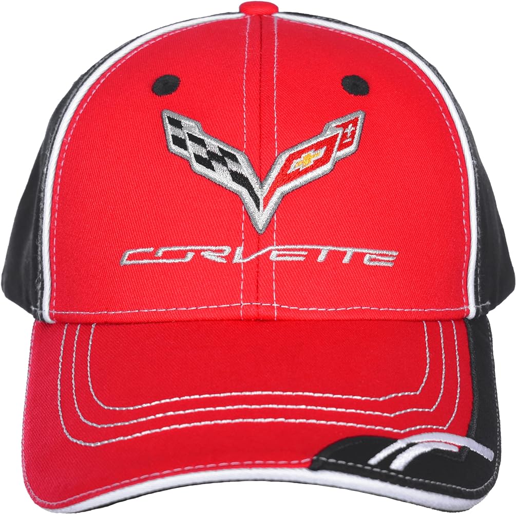 JH DESIGN GROUP Men's Chevy Corvette C7 Logo Cap Adjustable Black Hat