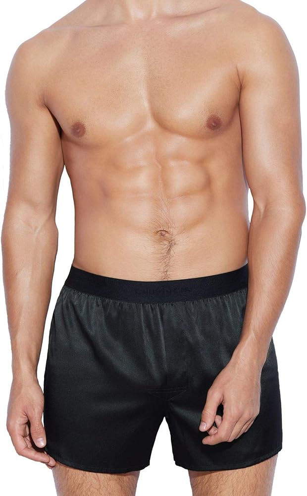 Men's Silk Boxer Shorts - Pure Mulberry Silk Underwear, Luxury Sleepwear, Pajamas Lounge Shorts - Improved Waistband