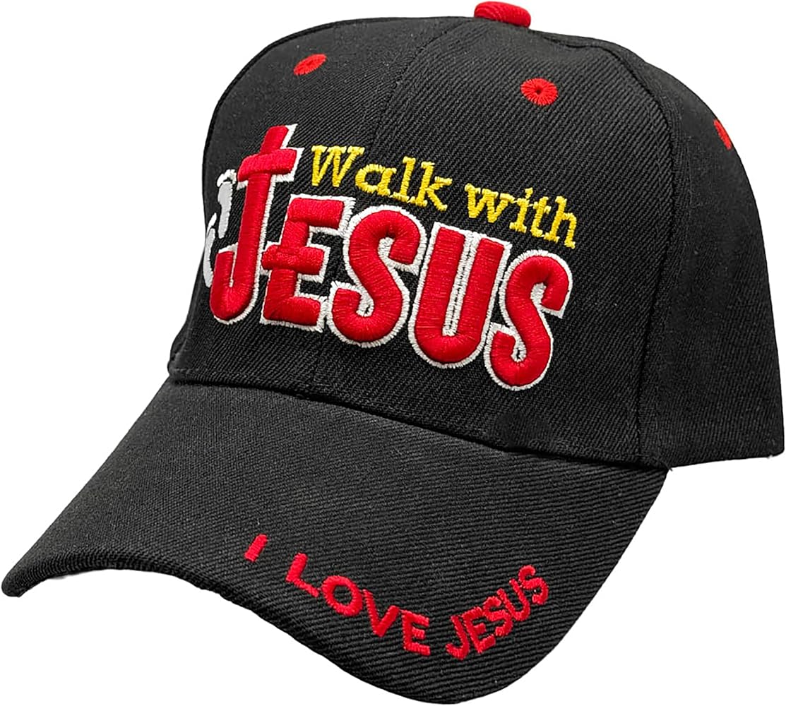 Embroidered Walk with Jesus Adjustable Baseball Cap - Multiple Colors Available