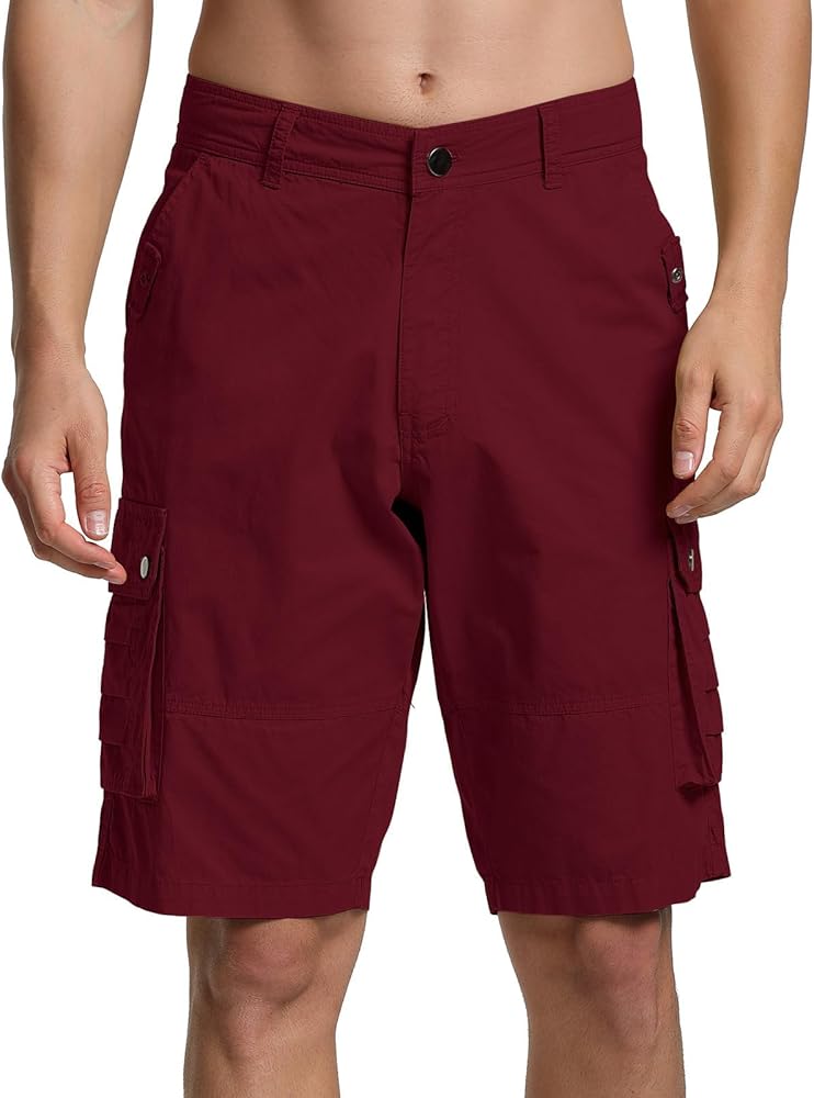 Men's Cargo Shorts Relaxed Fit Below Knee Length Hiking Shorts with 6 Pockets