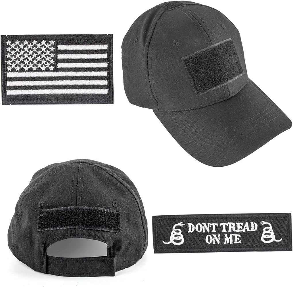 GES Tactical Hat for Men with 2 Pieces Military Patches, Operator Hat with USA Flag