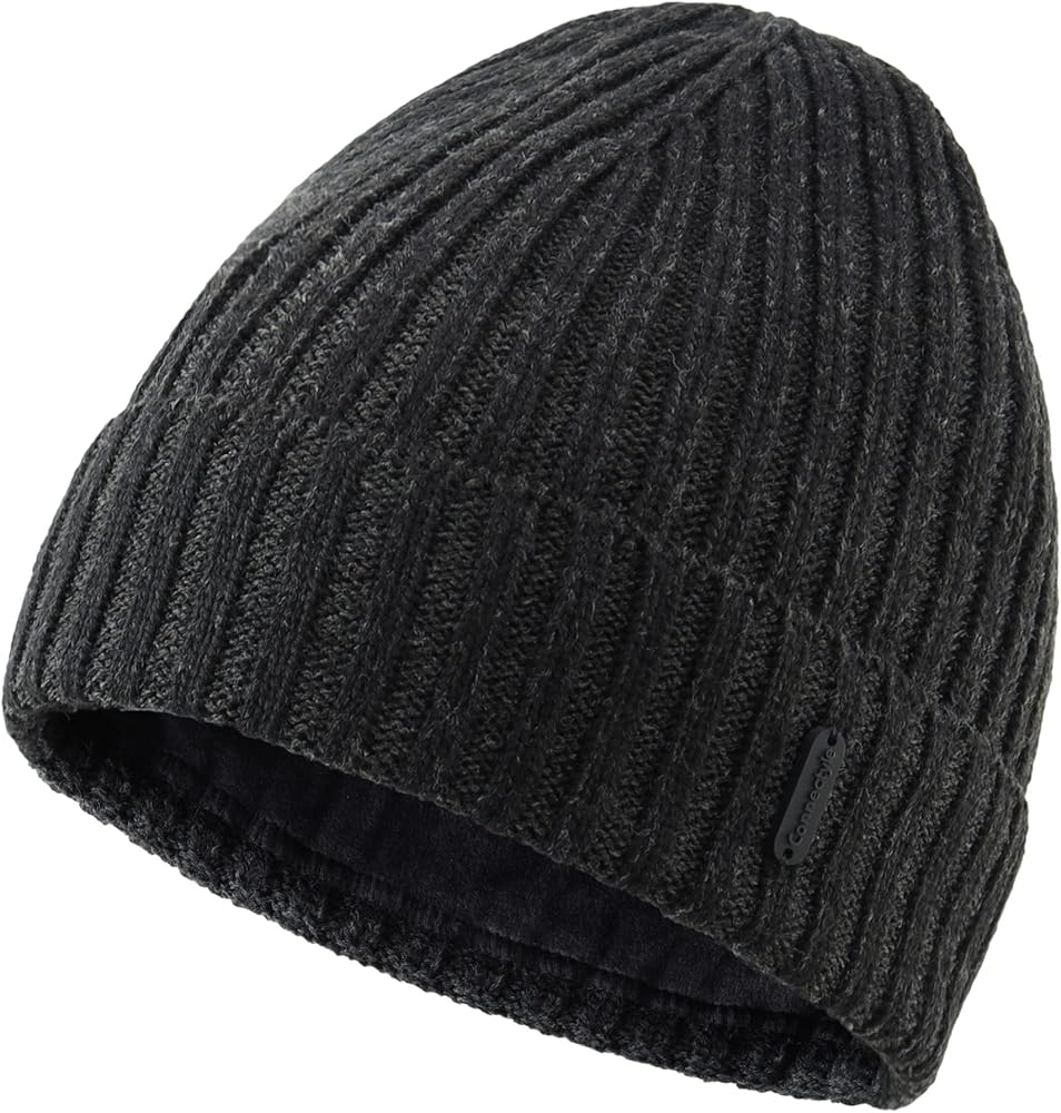 Connectyle Fleece Lined Cuffed Beanie Hat for Men Knitted Winter Wool Beanies