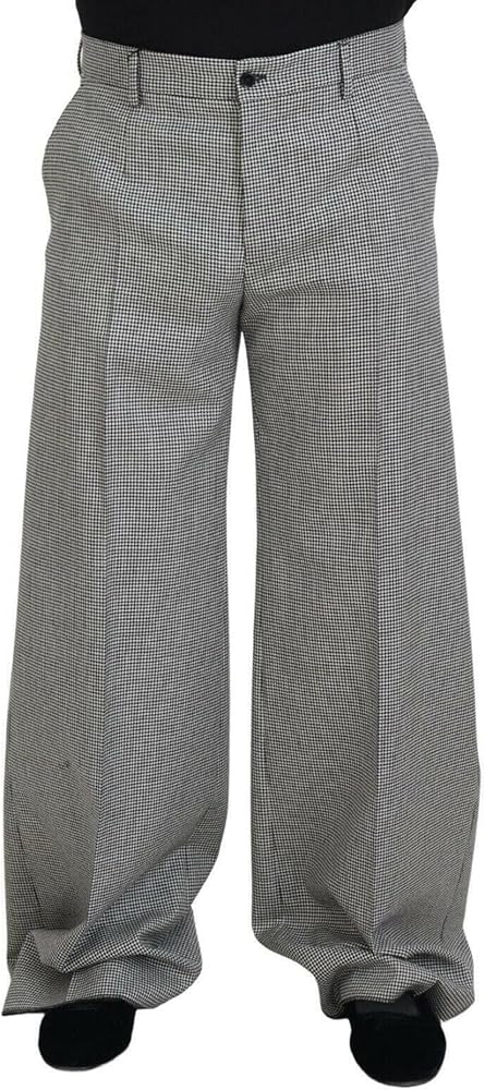 Dolce & Gabbana Black White Checked Men Wide Trouser Men's Pants