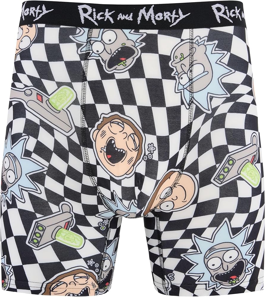 Rick and Morty Men's Boxer Briefs - No Fly, Anti-Chafing Stitching, Comfort Shaped/Cotton Lined Crotch