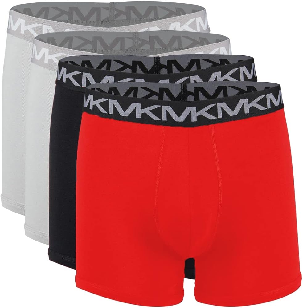 Michael Kors Men`s Stretch Factor Cotton Boxer Briefs 4 Pack (B(9S21X10044-144)/G, Small)