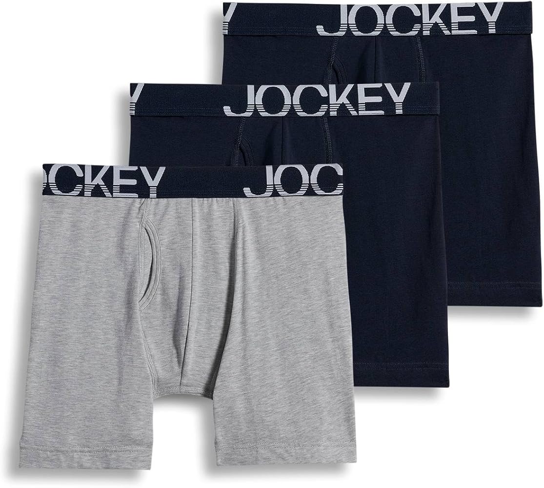 Jockey Men's Underwear ActiveStretch Midway Brief - 3 Pack, True Navy/Grey Heather/True Navy, m