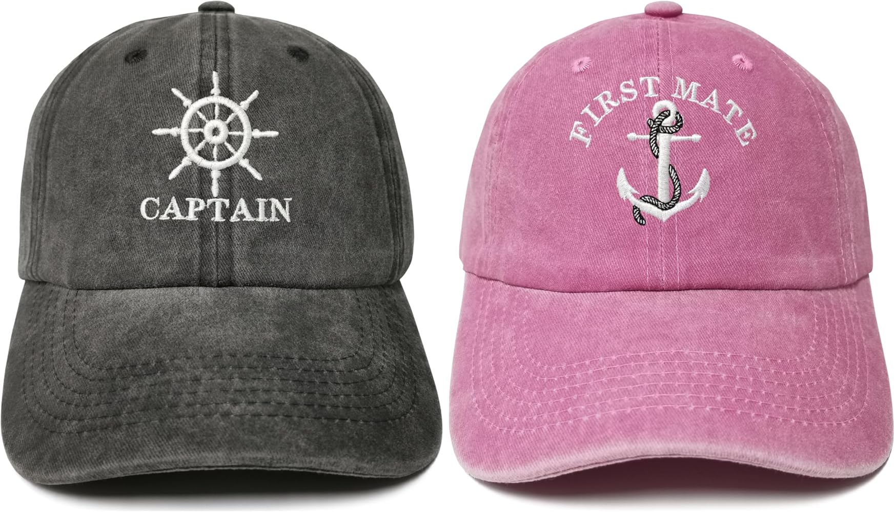 Embroidered Papa Mama Mini Captain First Mate Matching Hats