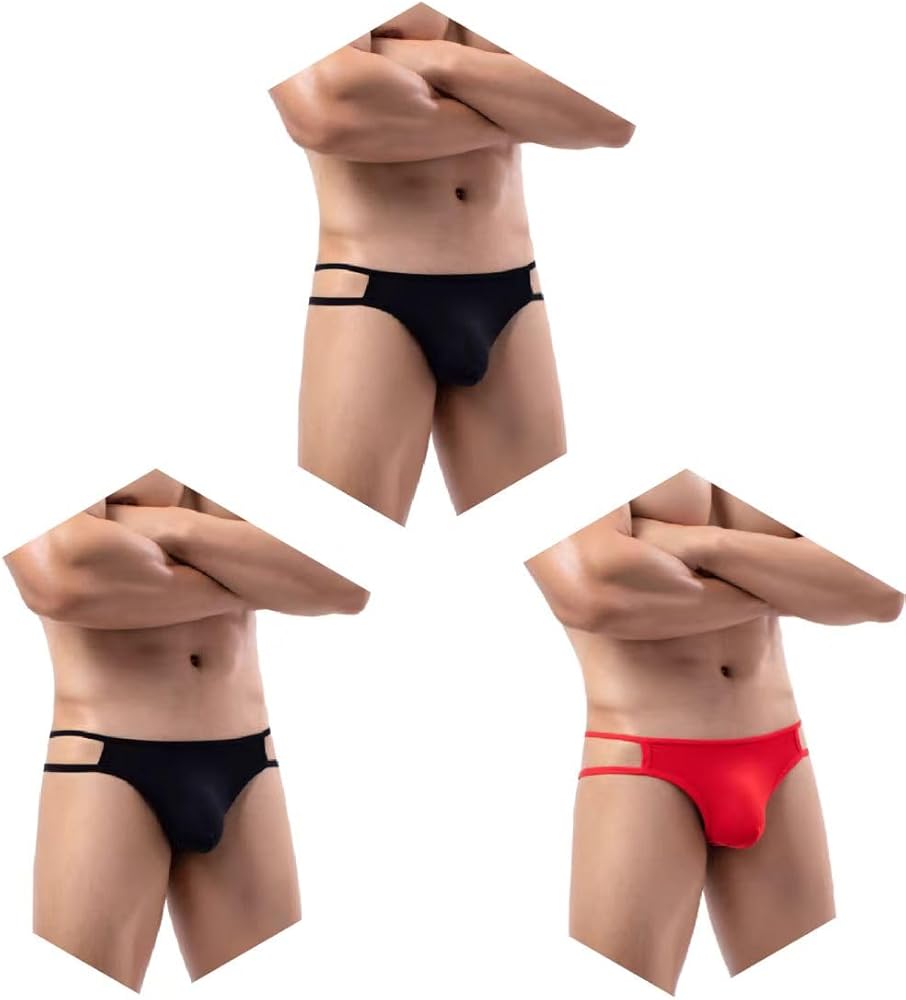 SOOMOOD Men's Sexy Low Rise Strappy Briefs - Comfortable and Breathable Cutout Underwear 3 Pack