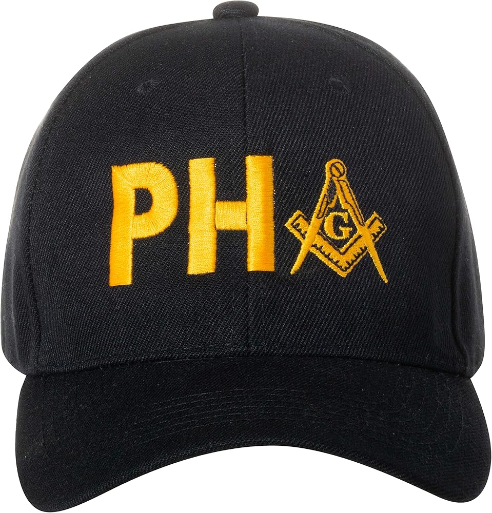 Prince Hall Freemasons Masonic Square and Compass Embroidered Black Adjustable Baseball Cap