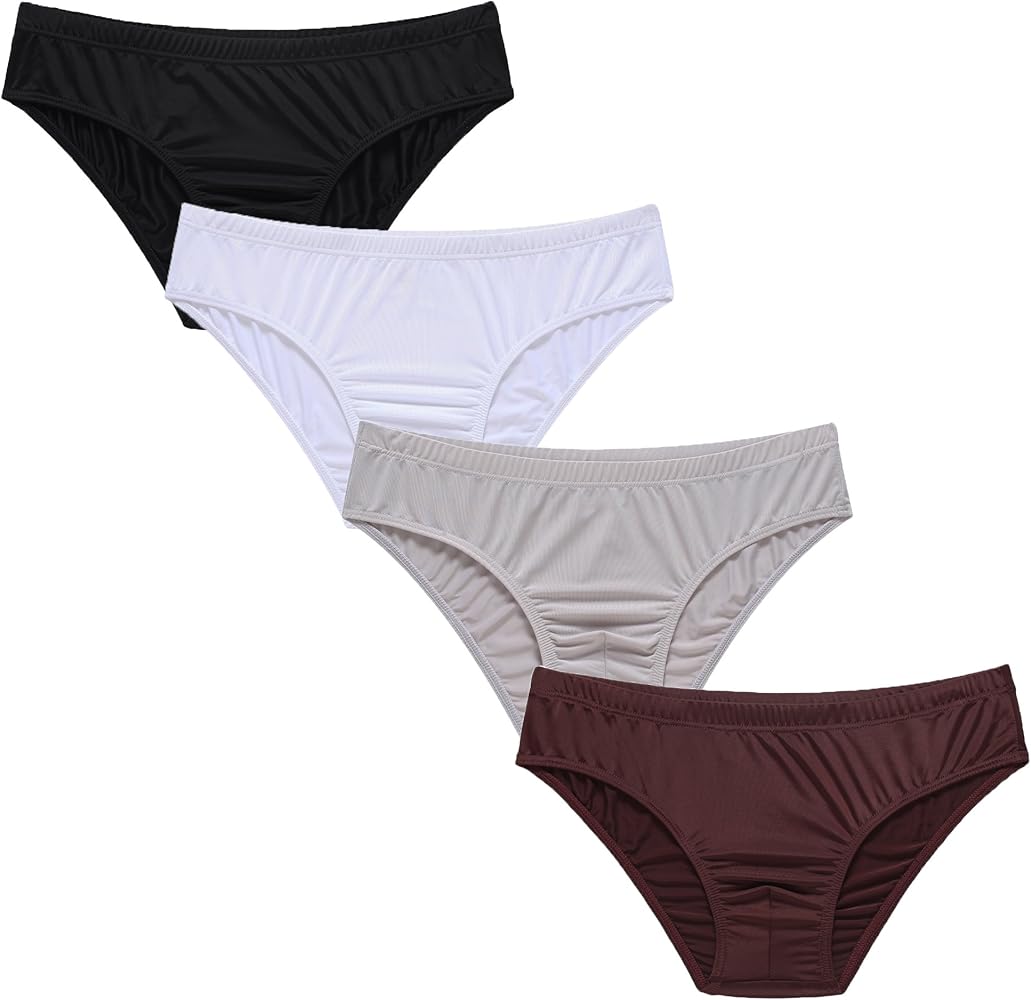 Mens Silk Bikini Briefs Low Rise Pack of 4