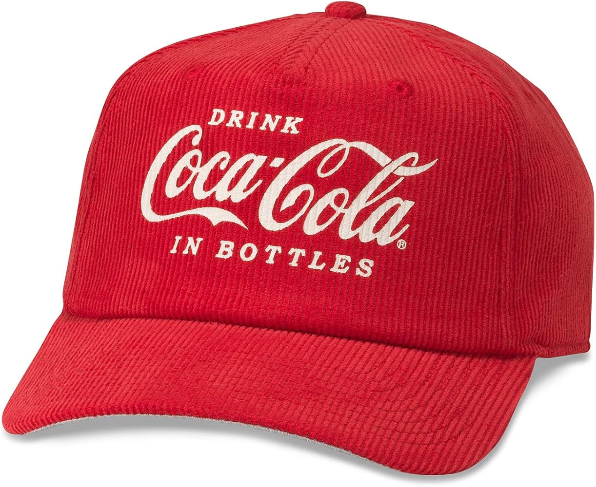 AMERICAN NEEDLE Coca-Cola Drink in Bottles Printed Corduroy Baseball Hat (2009A-COKE-RED)