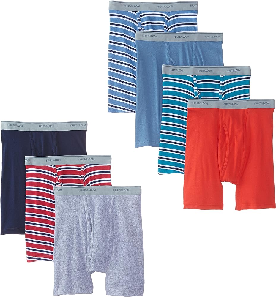 Fruit of the Loom Men's Super Value Stripe Solid Boxer Brief(Pack of 7)