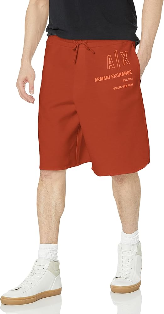 Armani Exchange Men's Contrast Logo Drawstring Knit Shorts