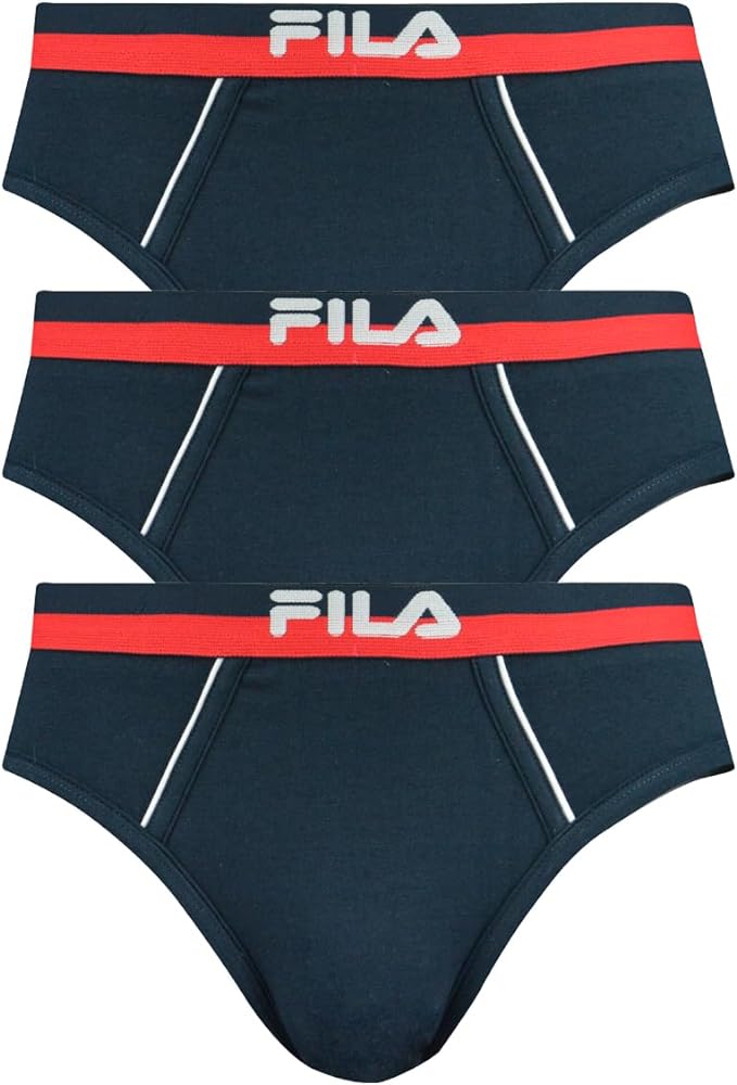 FILA Men's Briefs, Pack of 3, Logo Waistband, Urban, Cotton Stretch, Plain