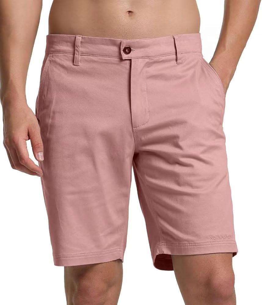 men's flat shorts casual cotton stretch summer work dress zip shorts for big men