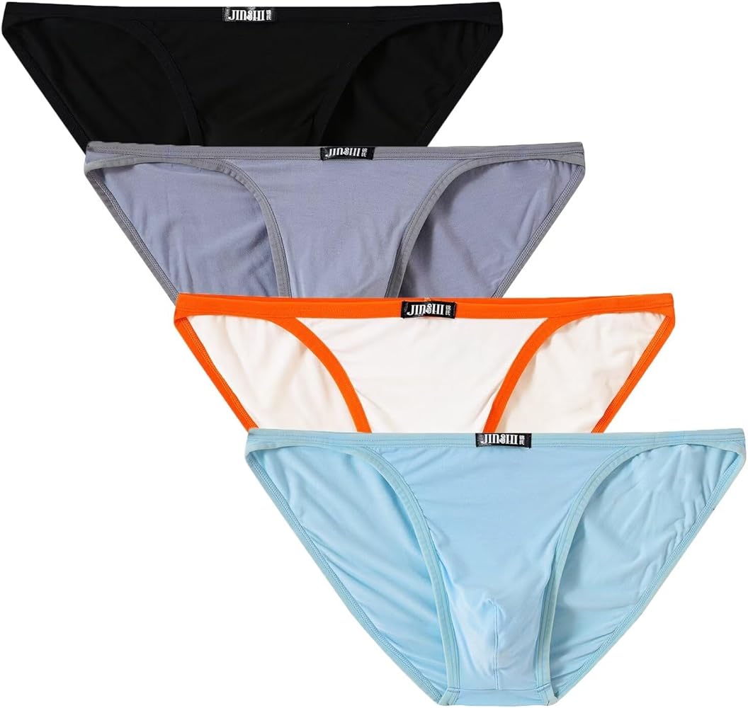 JINSHI Mens Bikini Briefs Tagless Low Rise Underwear 4 Piece Multicolor XL(28"-31")/US size M