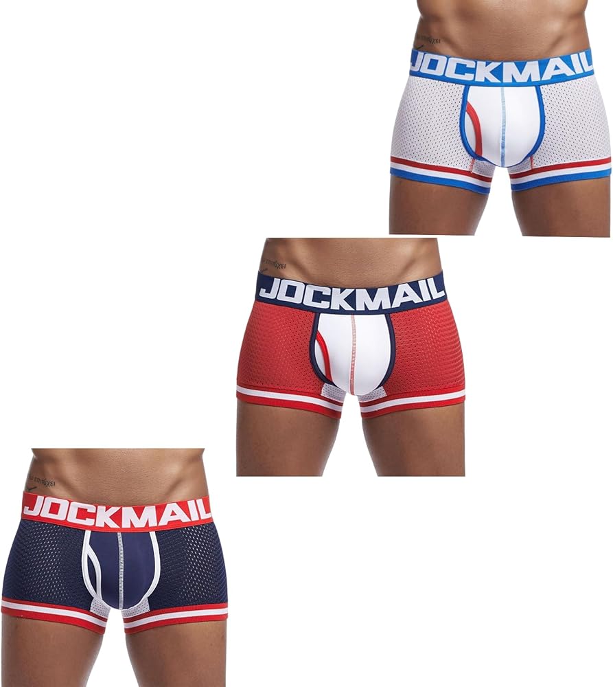 JOCKMAIL Men's Mesh Boxer Brief Underwear Mens Sport Performance Trunks Short Leg Boxer Briefs