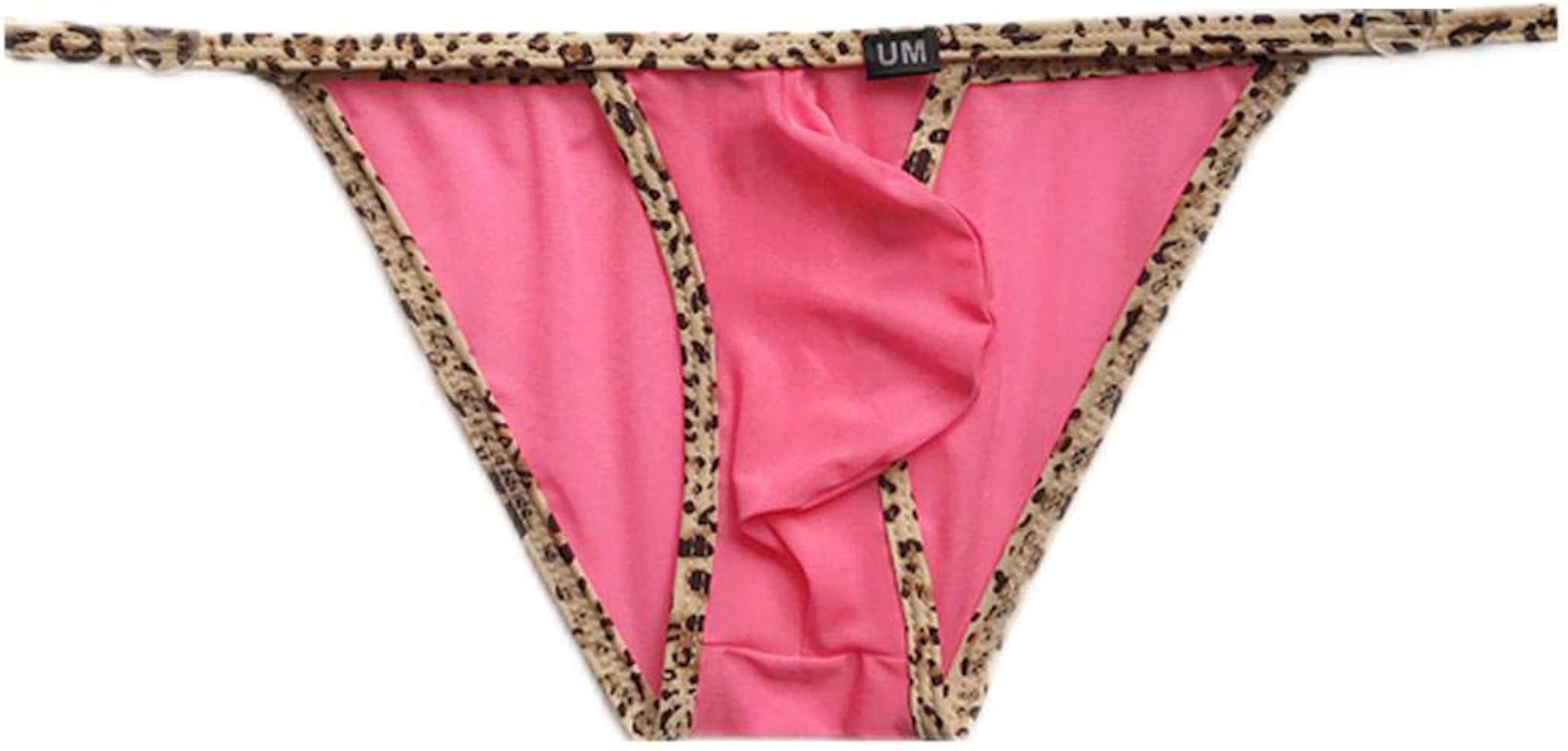 Mens Leopard Print Bikini Underwear Sexy Pouch Mens Briefs Bulge Underpanties Pink