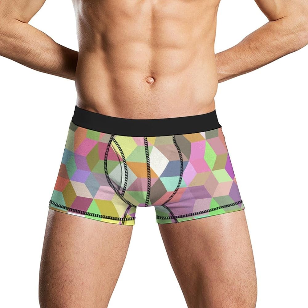 Colorful Mosaic Men's Boxer Briefs Soft Lightweight Underwear Stretch Trunks