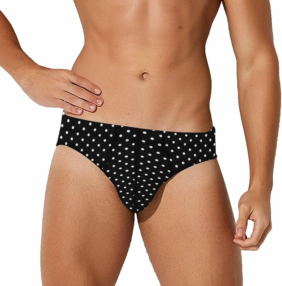 Polka Dots Black and White Men's Briefs Low Rise Stretch Underwears Breathable Comfort Underpants