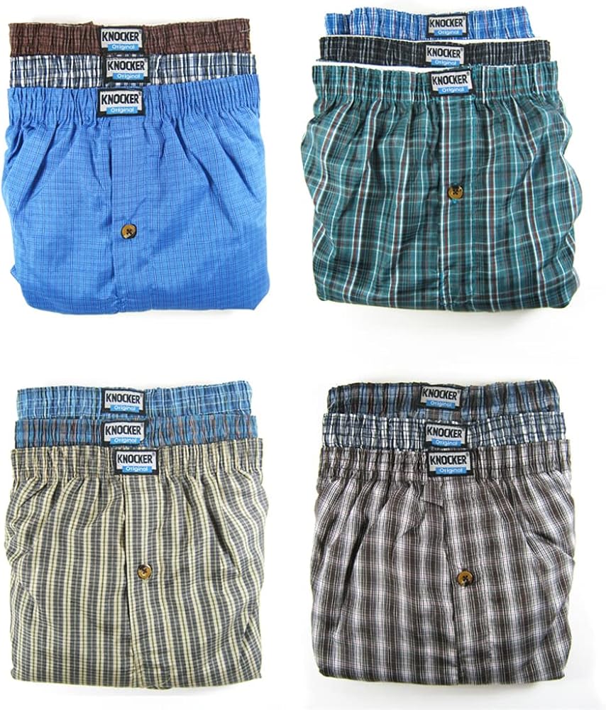 3 Men Boxers Plaid Shorts Underwear Cotton Classic Boxer Knocker Briefs Comfy XL Blue