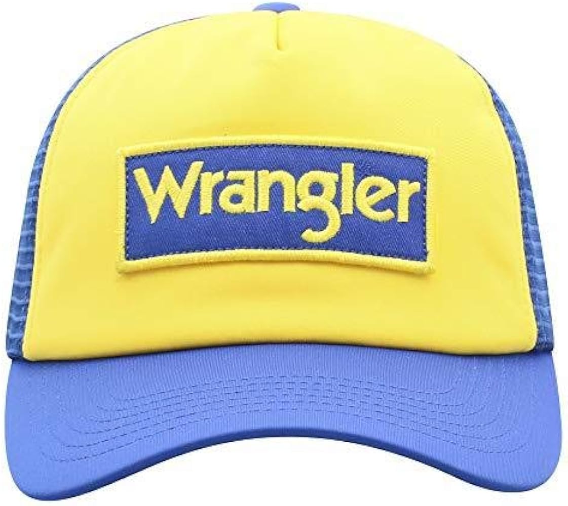 Wrangler Men's Block Patch Logo Mesh Back Trucker Cap Yellow