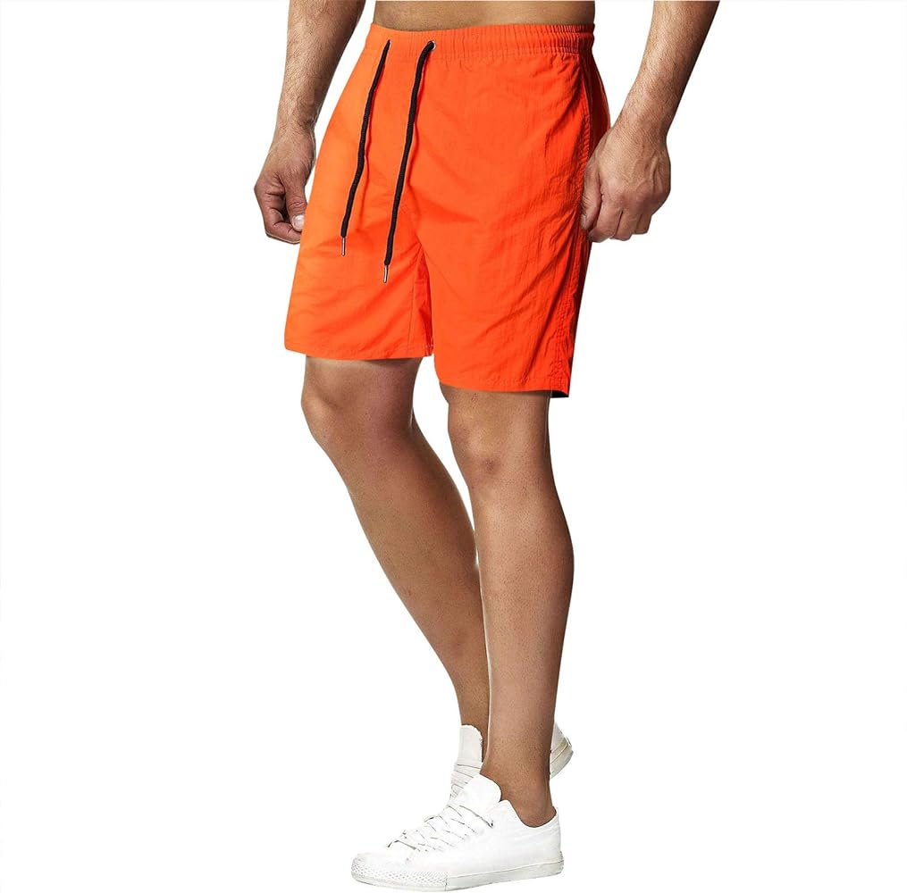 Urban/Outdoor Commute Shorts Men's Classic-Fit Quick Drying Solid Color Casual Beach Shorts Athletic Fitness Shorts