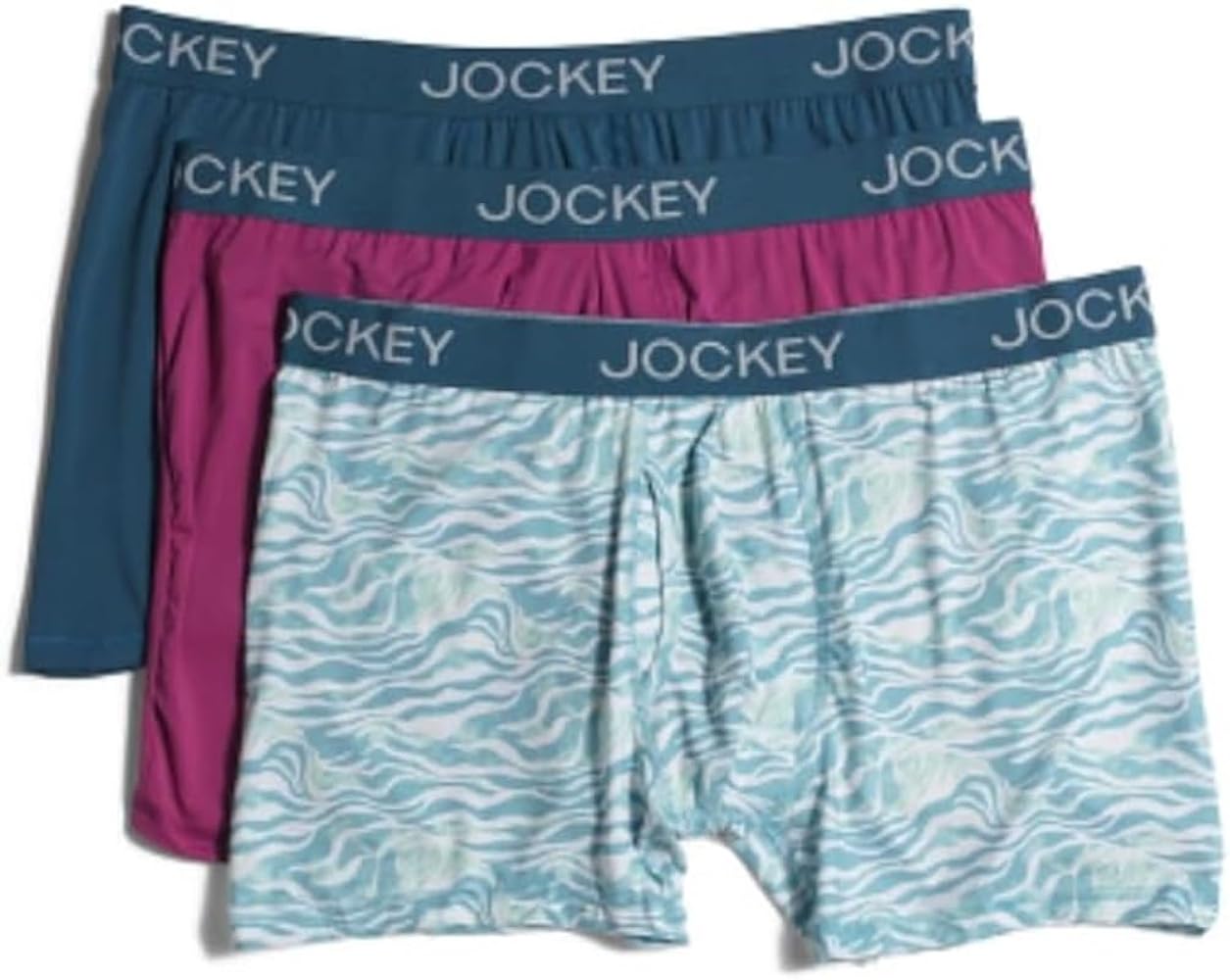 Jockey Men's Underwear Active Microfiber 5" Boxer Brief - 3 Pack, Blue/Red/Navy, Large