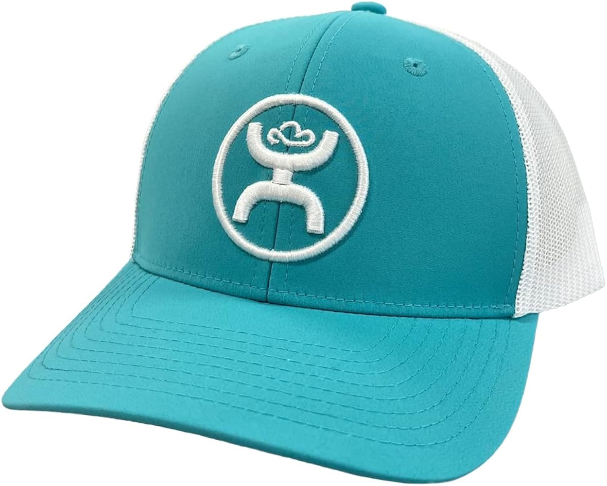 HOOEY O Classic 6-Panel Adjustable Trucker Hat w/Logo (Teal/White)