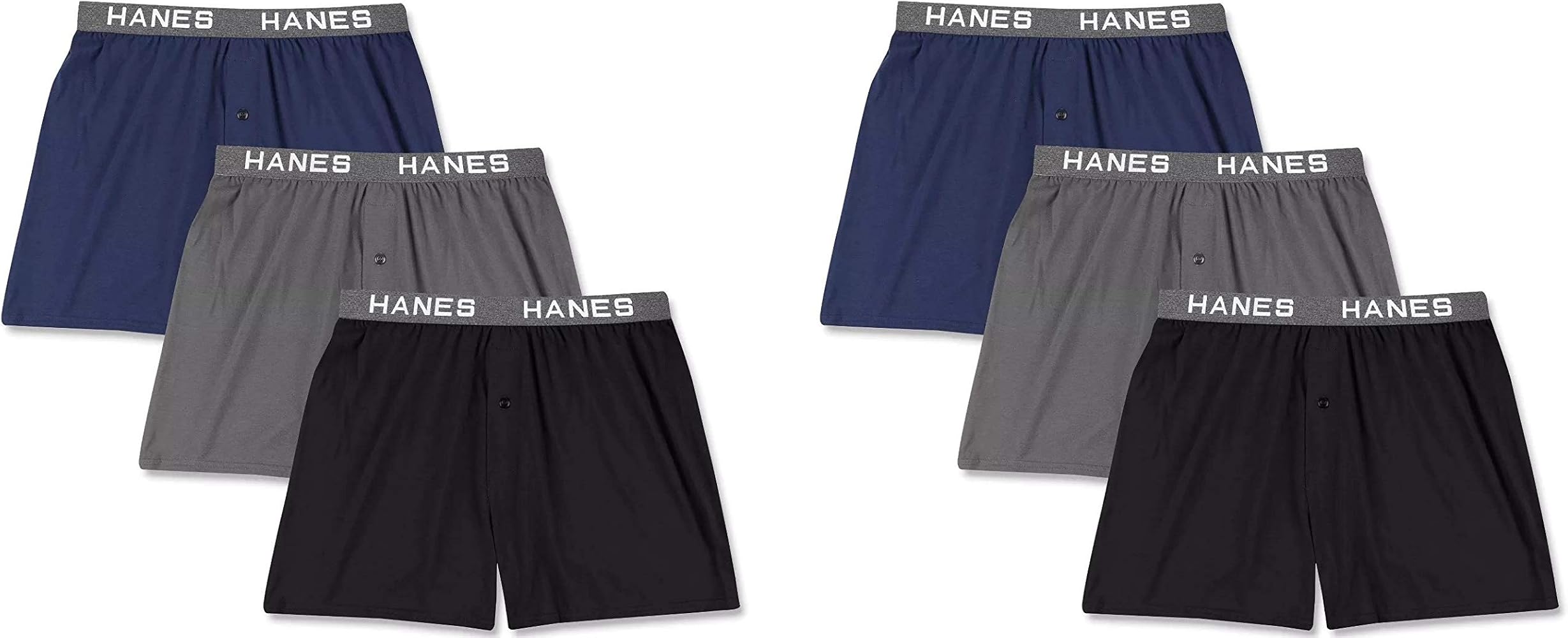 Hanes Men's Knit Boxers 6-Pack Cotton Modal Blend Premium Luxury Softness Comfortblend