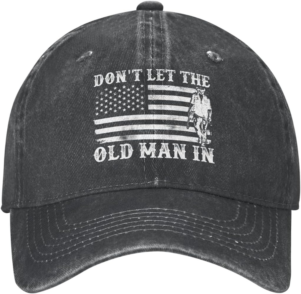 Don't let The Old Man in Vintage American Flag Baseball Hat Vintage Washed Cap Adjustable Strap for Men Women