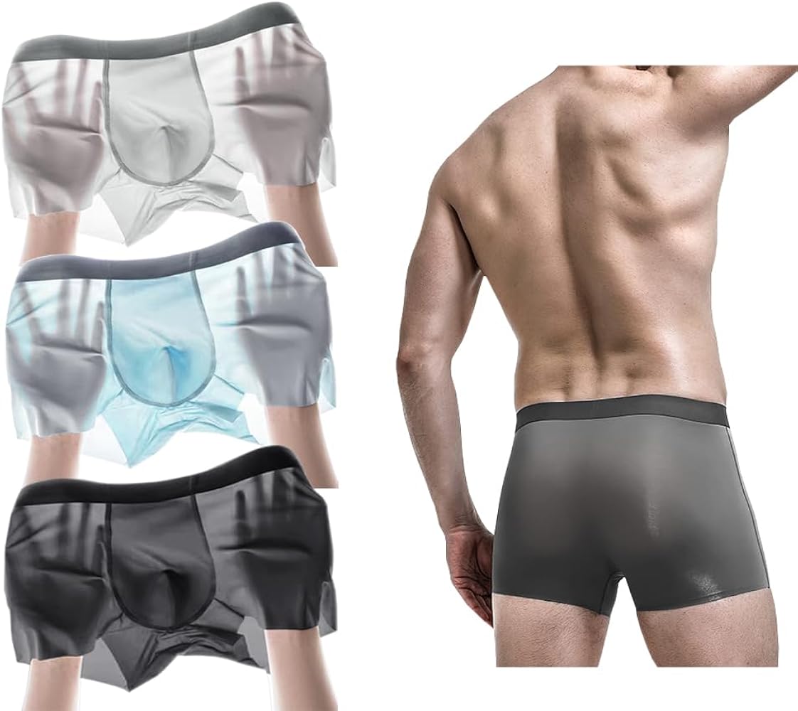 Men's Boxer Briefs Ice Silk Panties Comfortable Cool Underwear Super Thin Trunks