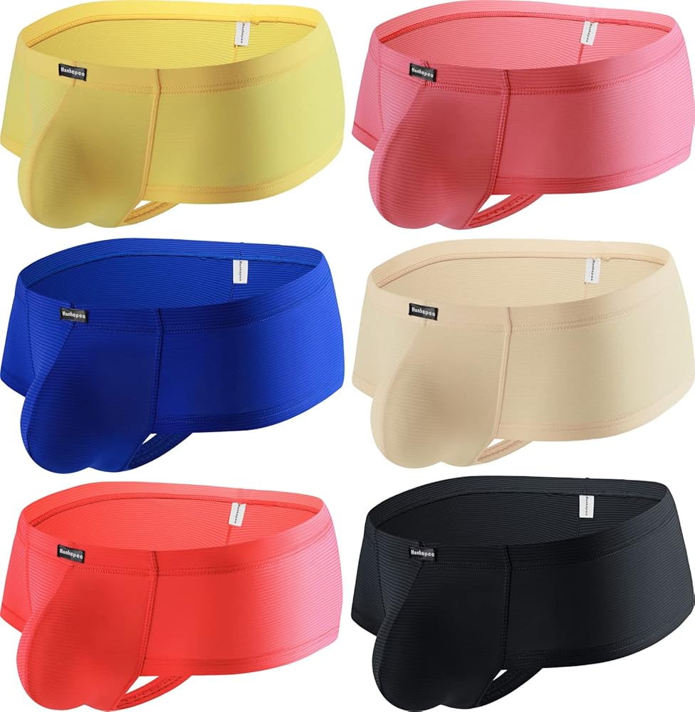 Men's High Stretch Low Waistline Cheeky Boxer Briefs Sexy Brazilian Back Mens Underwear Mini Cheek Thong