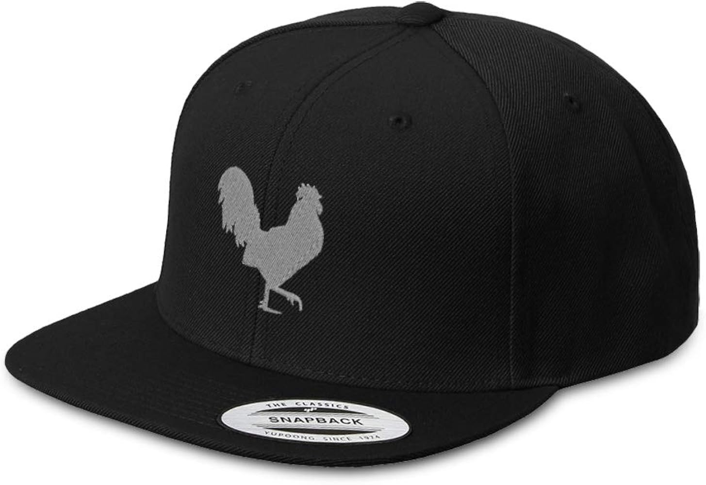 Custom Snapback Hats for Men & Women Grey Rooster in A Poultry Embroidery