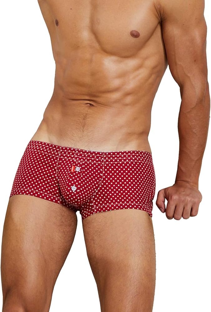 SEOBEAN Mens Sexy Low Rise Boxer Underwear Fit Trunks with Cup-Shaped