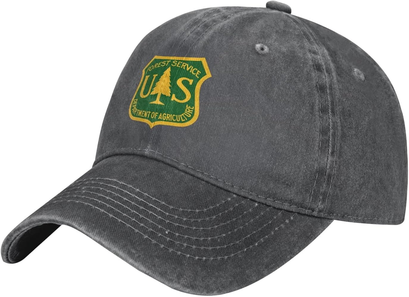 Trend Logo of The United States Forest Service Denim Trucker Hat Baseball Cap for Men Or Women Cowboy Black