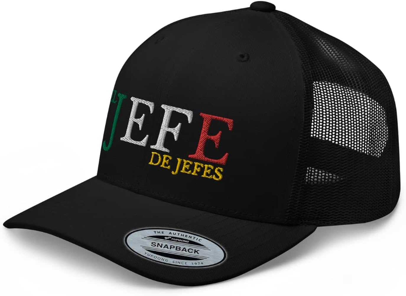 El Jefe de Jefes Embroidered Trucker Hat Curved Bill Mid Crown JGL El Chapo Guzman Chapito 701 | Gorra JGL