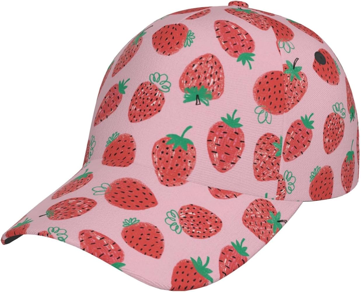 Pink Strawberry Hats Women Men Cute Strawberry Adjustable Snapback Hat, One Size