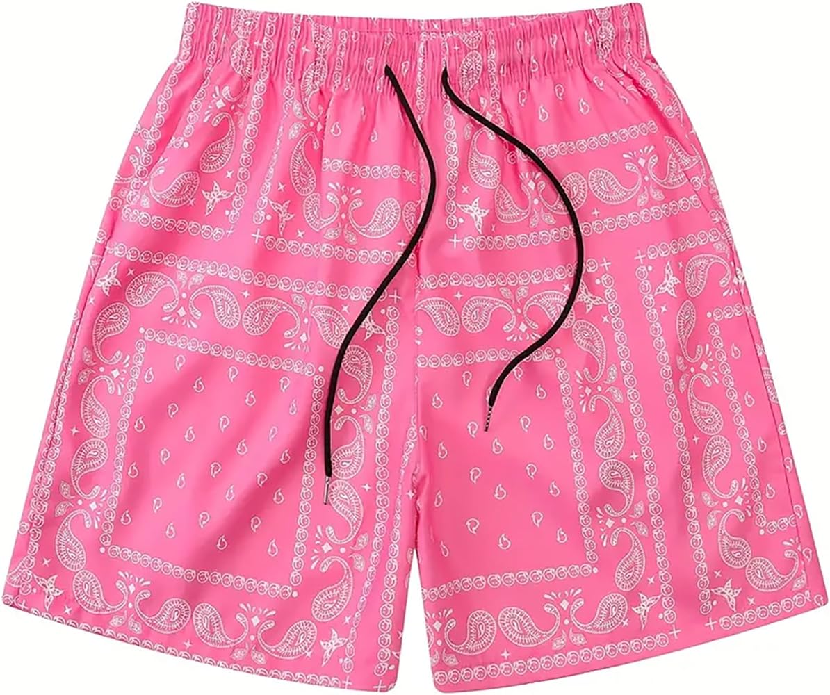 DIOTSR Mens Mesh Paisley Shorts, Casual Retro Graphic Shorts, Athletic Running Gym Shorts for Men