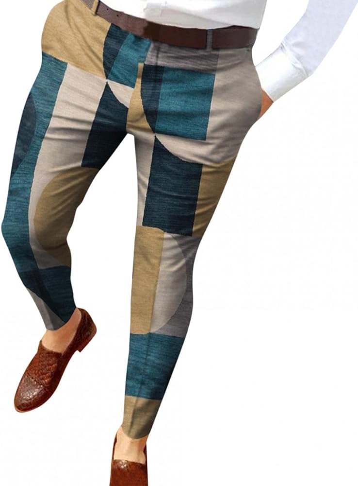 Men Dress Pants, F_Gotal Mens Casual Plaid Stretch Flat-Front Skinny Pencil Pants Trousers Pocket for Business Party