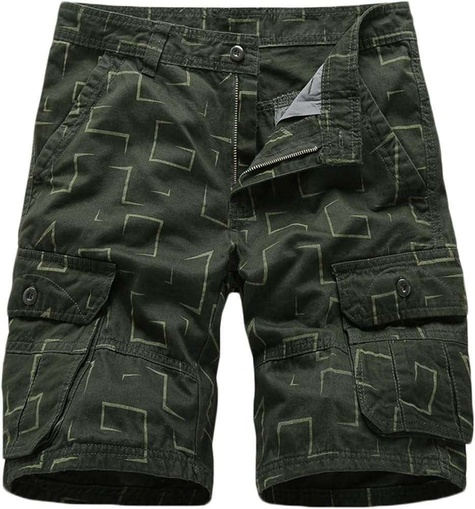 Andongnywell Mens Relaxed Fit Multi-Pocket Outdoor Camouflage Cargo Shorts Lightweight Short Trousers with Zipper