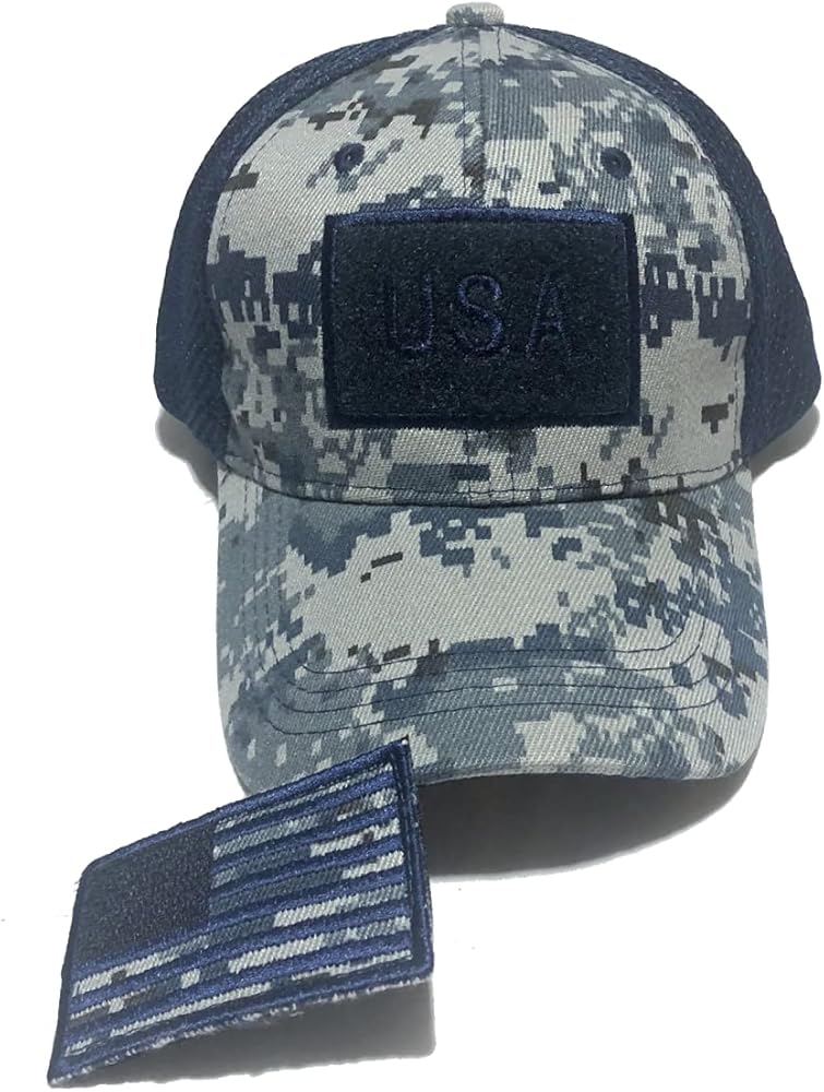 Camouflage Camo Men’s Unisex Mesh Trucker Special Tactical Operator Forces USA Flag Patch Military Cap Strap Back Dad Hat