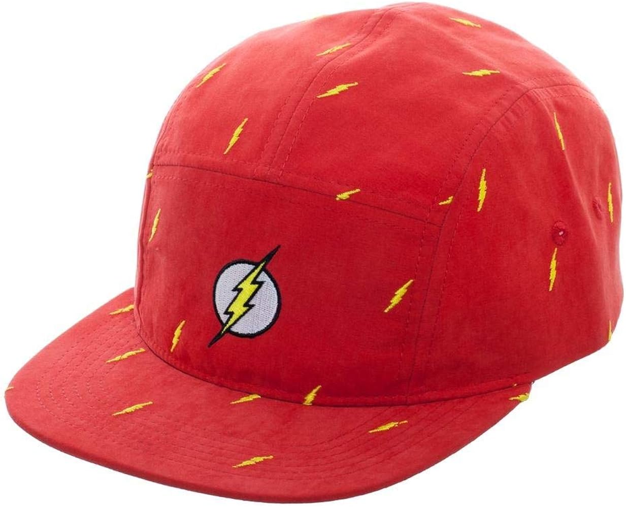 Flash The DC Comics Flex Fit 5 Panel Camper Hat, One Size Fits Most Red