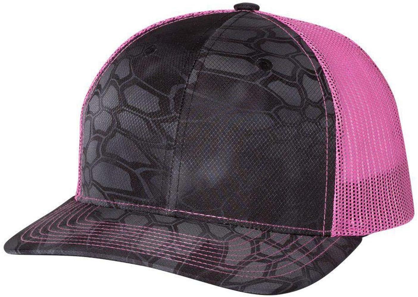 Richardson Patterned Snapback Trucker Cap Adjustable Kryptek Typhon/ Neon Pink