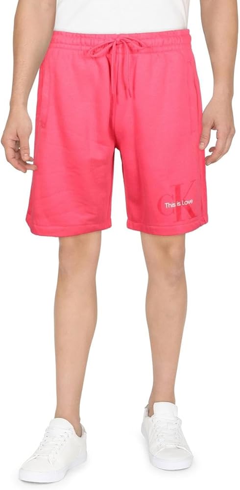 Calvin Klein Mens Drawstring Stretch Casual Shorts Pink M