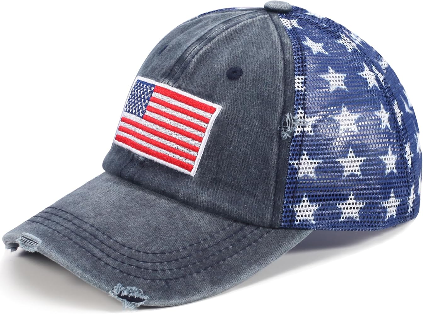 American Flag Hats Vintage Adjustable USA Patriotic Dad Baseball Cap Trucker Hat for Men Women