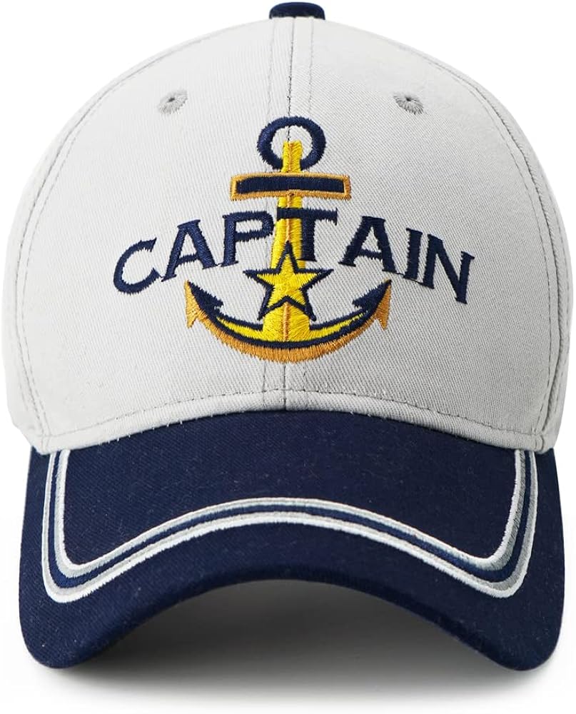 Captain Hat & First Mate | Matching Skipper Boating Baseball Caps | Nautical Marine Sailor Hats